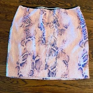 Sequin, pink and blue mini skirt